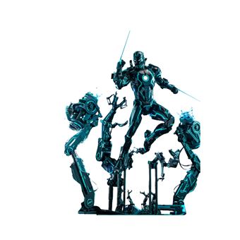 Figura Hot Toys MMS672D50 - Marvel Comics - Iron Man 2 - Neon Tech Iron Man & Suit-Up Gantry Deluxe Version - 1