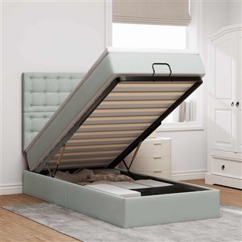 Estrutura cama otomana com colchões vidaXL | 90x190 cm | veludo cinzento claro - 1