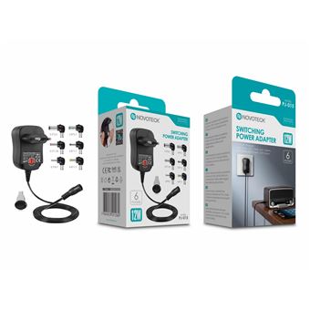 Transformador Universal Novoteck PJ-015 com 6 Plugues Intercambiáveis | 12W - Preto - 1