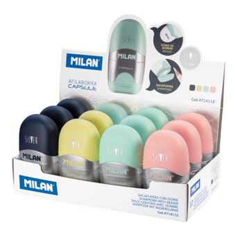 Apontador Manual Milan 4714112 | Azul, Rosa, Turquesa, Amarelo - 1