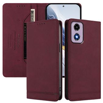 Capa FOXDOCK Tipo Carteira Flip para Motorola Moto E14/Moto G04 com Bloqueio RFID | Fecho Magnético | Pele PU  | Vermelho - 1