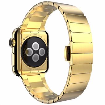 Pulseira de Aço Inoxidável alça com Fivela de borboleta dourada Magunivers para Apple Watch Series 7 41mm - 1