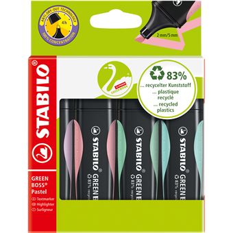 Marcador STABILO GREEN BOSS | Verde, Azul menta, Rosa, Violeta - 1