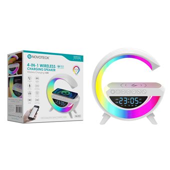 Coluna Wireless 4-em-1 Novoteck W-012 | Carregador 15W | Relógio | Bluetooth | Luz RGB - 1
