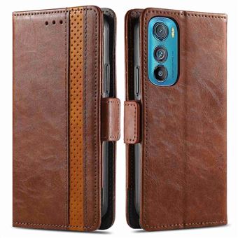 Capa PU CASENEO Função de bloqueio de RFID, à prova de choque com apoio para Motorola Edge 30 5G - castanho escuro - 1