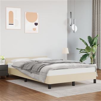 Estrutura de Cama com Cabeceira Sem Colchão vidaXL | 120x200 cm | creme - 1