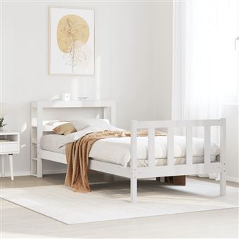 Cama sem Colchão vidaXL | 90x190 cm | madeira de pinho maciça branco - 1