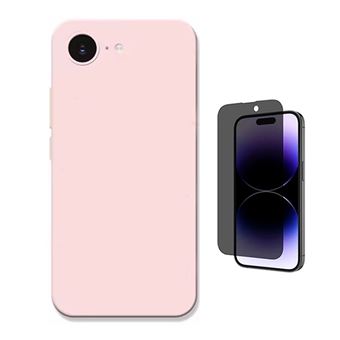 Kit Película de Vidro Temperado Privacidade + Capa Proteção Silicone GIFT4ME para Apple iPhone 16e | Rosa - 1