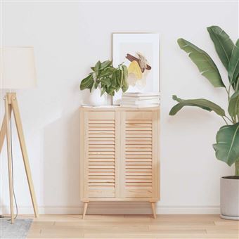 Portas de armário vidaXL com design de persiana | 2 Peças | pinho maciço - 1