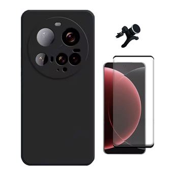 Kit Película de Vidro Temperado Gorilasglass Curvado + Capa Proteção Silicone + Suporte Reforçado de Carro GIFT4ME para Xiaomi 15 Ultra | Preto - 1
