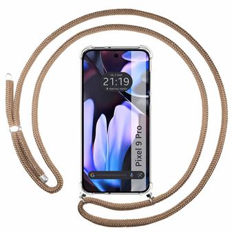 Capa de Silicone TUMUNDOSMARTPHONE para Google Pixel 9 Pro 5G Transparente com Cordão camelo - 1