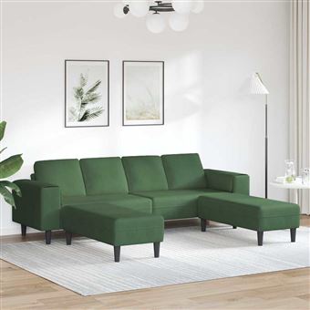 Sofá vidaXL | Tecido de Veludo Côtelé | Verde Escuro - 1