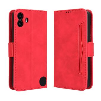 Capa FOXDOCK Protetora para Nothing CMF Phone 1 | Suporte e Flip de couro PU | À Prova de Choque | Vermelho - 1