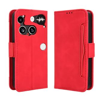 Capa FOXDOCK Protetora para Nothing Phone 3 | Suporte e Flip de couro PU | À Prova de Choque | Vermelho - 1