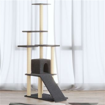 Árvore para Gatos vidaXL com Postes Arranhadores Sisal | 155cm | Cinza-escuro - 1