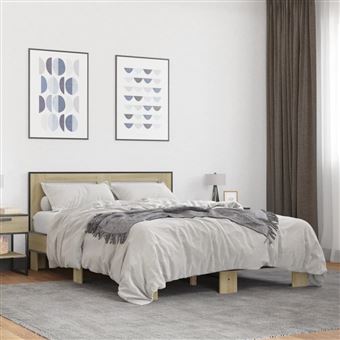 Estrutura de cama vidaXL | 140x200 cm | derivados madeira/metal - 1