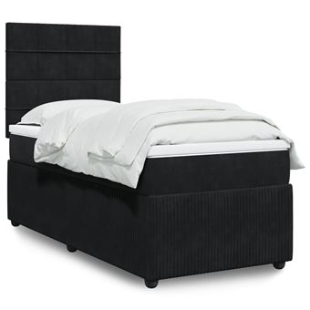 Cama com molas e colchão vidaXL | 80x200 cm | veludo preto - 1