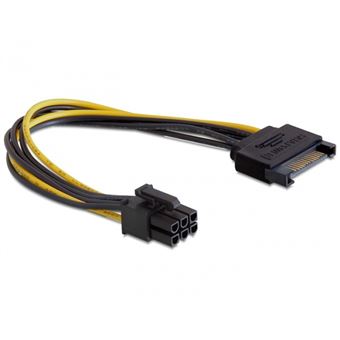 DeLOCK Power SATA 15-pin - 6-pin PCI-E Preto, Amarelo - 1