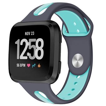 Bracelete Desportivo HSMY de Silicone Bicolor para Fitbit Versa/ Versa 2/ Lite - Cinza Escuro&Verde -Tamanho S - 1