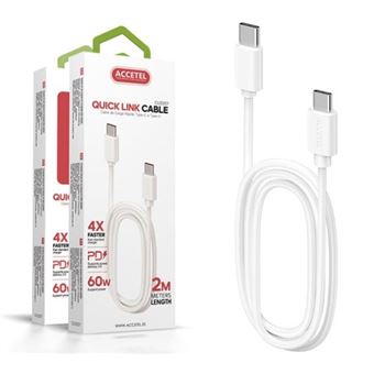 Cabo Accetel CU2207 para Apple iPhone 16 PRO | 60W PD | Type-C | 2 m | Branco - 1