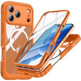 Capa FOXDOCK para iPhone 17 Pro | Fecho Magnético | Porta de Carregamento | Híbrida Fina e Rígida | PC + TPU | Laranja - 1