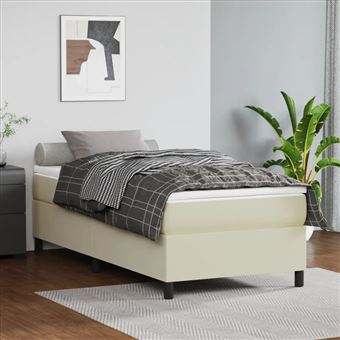 Estrutura de cama com molas vidaXL | 90x200 cm | couro artificial cor creme - 1