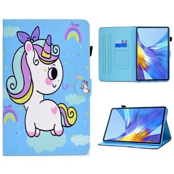 Capa PU à prova de queda, padrão costurado com suporte e suporte de cartão Magunivers para Huawei MatePad 10.4 (2020)/(2022)/Honor V6 - cavalo arco-íris - 1