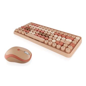 Teclado Wireless + Rato KeySonic KSKM-5200M-RF (DE) | Idioma: Alemão | Bege, Castanho, Rosa - 1