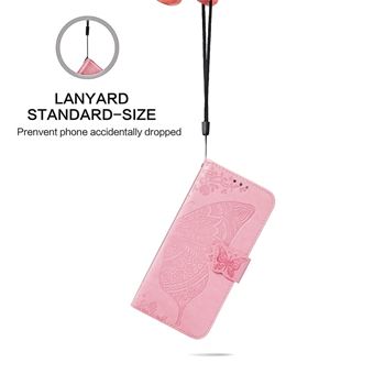 Capa Pu magunivers Padrão de Borboleta e Flor | Anti-Riscos | à Prova de Choque com Apoio Rosa para Samsung Galaxy S22 - 1