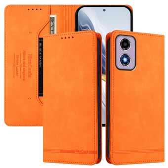 Capa FOXDOCK Tipo Carteira Flip para Motorola Moto E14/Moto G04 com Bloqueio RFID | Fecho Magnético | Pele PU  | Laranja - 1