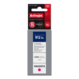 Tinteiro Activejet Tusz AH-912MRX (zamiennik HP 912XL 3YL82AE Premium 990 stron czerwony) - 1
