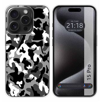 Capa Tumundosmartphone de silicone para iPhone 15 Pro (6.1) design Desenhos de camuflagem de neve - 1