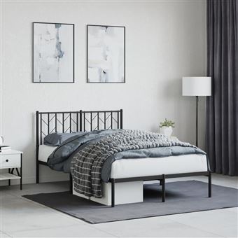 Estrutura de cama vidaXL | com cabeceira | 120x190 cm | metal preto - 1