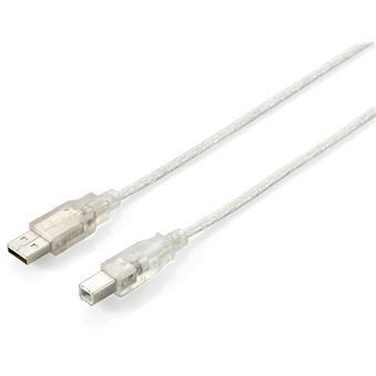 Cabo Usb Equip 128651 Cabo USB 2.0 Tipo A para Tipo B, 3,0 m , Prata transparente | Prateado, Transparente - 1