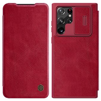Capa magunivers e TPU + PU NILLKIN com porta-cartões e slide da câmara vermelho para Samsung Galaxy S22 Ultra 5G - 1