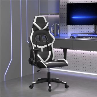 Cadeira de gaming vidaXL | couro artificial preto e branco - 1