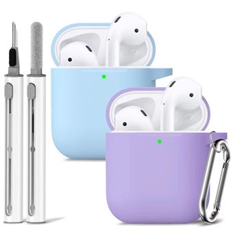 Kit de Limpeza e 2 Capas em Silicone Antiimpacto para Apple AirPods 3ª Ger | Azul claro e lavanda - 1