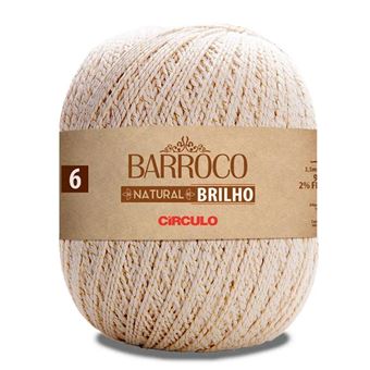 Fio de Crochet Círculo Barroco Natural 6 Com Brilho Dourado | 700G - 1
