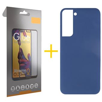 Pack 1 x Película de Vidro Temperado Full + Capa Gandy  Samsung Galaxy A05s Silicone Líquido - Azul Escuro - 1
