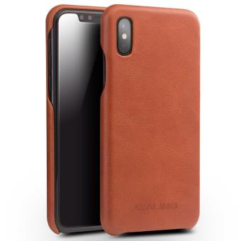 Capa de couro Qialino genuíno Back Light Castanho revestido para Apple iPhone X - 1