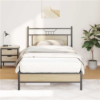 Estrutura de cama sem colchão vidaXL | 107x203 cm | carvalho sonoma - 1