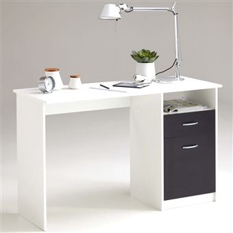 Secretária FMD com 1 Gaveta 123X50X76 5 cm Branco e Preto 3004-001 - 1