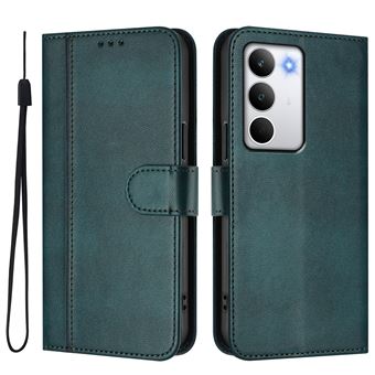 Capa FOXDOCK para Realme C71 4G | Estilo Vintage | TPU com Textura de Pele Antiderrapante | Compartimentos para Cartões e Suporte | Verde escuro - 1