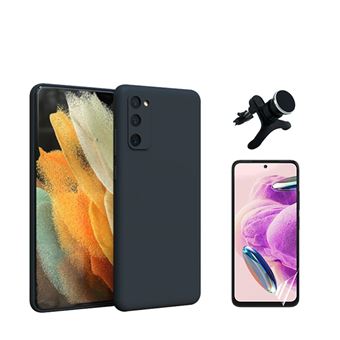 Kit Película Hydrogel Full Cover Frente + Capa Silicone Líquido + Suporte Magnético de Carro Reforçado Phonecare para Samsung Galaxy S24 Plus + 5G - Preto - 1