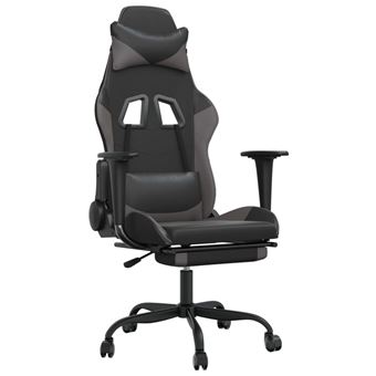 Cadeira de gaming de massagens vidaXL | couro artificial preto e cinzento - 1