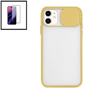 Kit Phonecare Capa Slide Window Anti Choque Frosted + Película 5D Full Cover para iPhone 11 Pro Max - Amarelo - 1