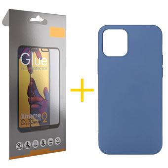 Conjunto 1 x Película de Vidro Full + Capa skyhe para iPhone 11 Pro Max Silicone Líquido - Azul - 1