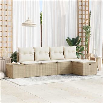 Conjunto de Sofás com Almofada vidaXL | 5 Peças | vime PE - 1