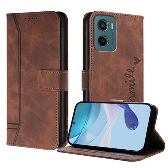 Capa ZURSANA para Motorola Moto E15 | Pele PU | Magnética TPU | À Prova de Choque | Castanho - 1