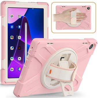 Capa de Silicone com suporte rotativo e correia de mão Magunivers para Lenovo Tab M10 (Gen 3) TB-328FU/TB-328XU - flor de cerejeira rosa - 1